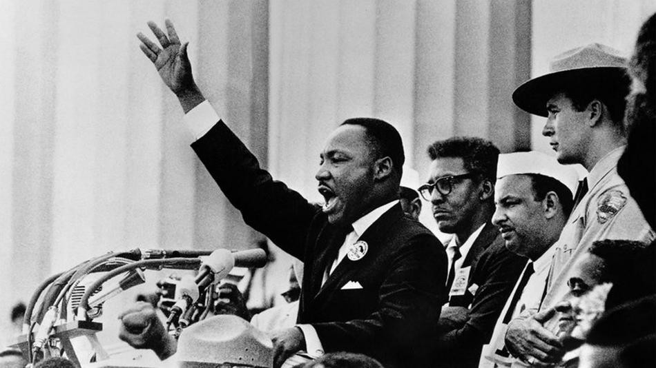 Martin Luther King Jr. speaking, in the artwork accompanying Chris Repetto’s 2018 essay