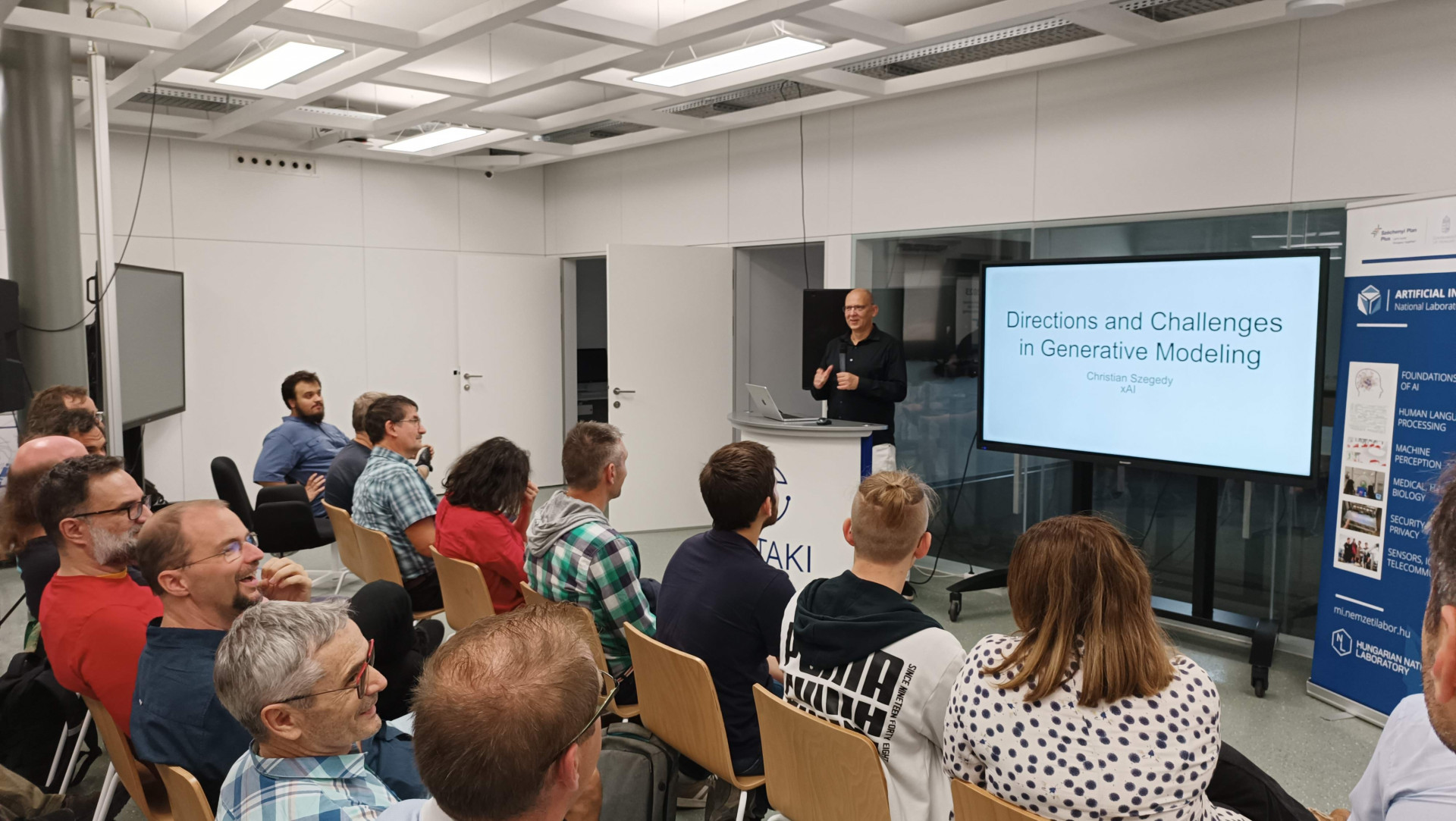 Christian Szegedy speaking at a 2023 AI event in Hungary