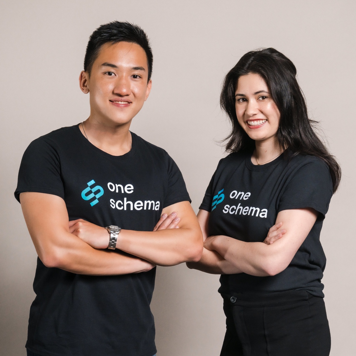 OneSchema co-founders Andrew Luo on the left and Christina Gilbert on the right