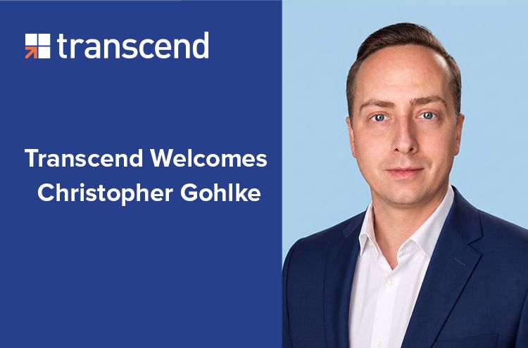 Transcend announcement welcoming Christopher Gohlke, with his portrait beside the company name