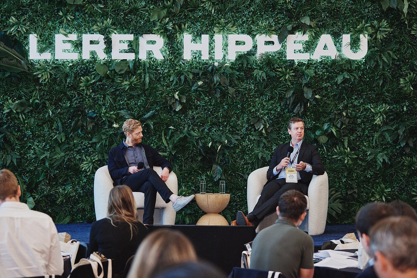 Christopher Kemper speaking with Graham Brown onstage at the 2023 Lerer Hippeau Summit