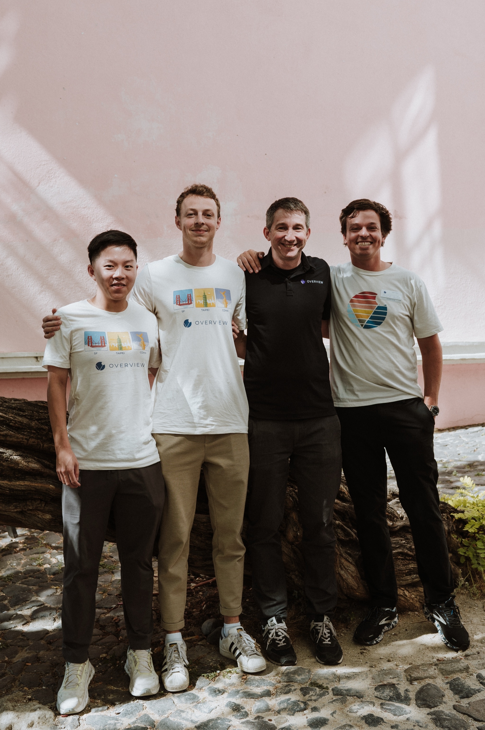 Overview's four co-founders outdoors, with Christopher Van Dyke third from the left