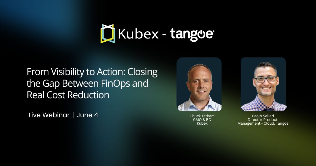Kubex and Tangoe webinar card featuring Chuck Tatham and Paolo Sellari