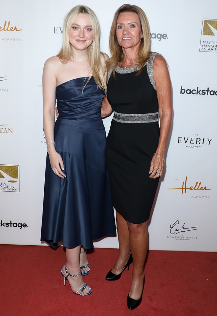 Dakota Fanning, left, and Cindy Osbrink at the 2019 Heller Awards in Los Angeles