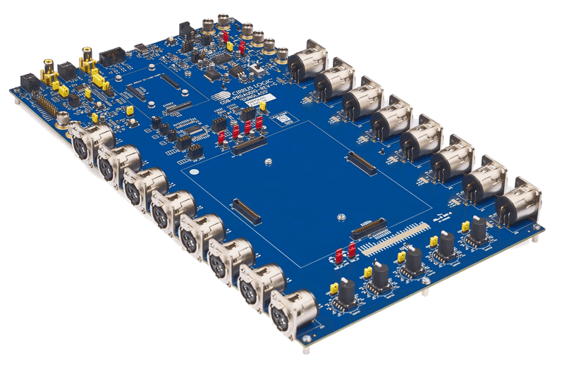 Cirrus Logic CDB-PROAUDIO evaluation motherboard with rows of audio connectors