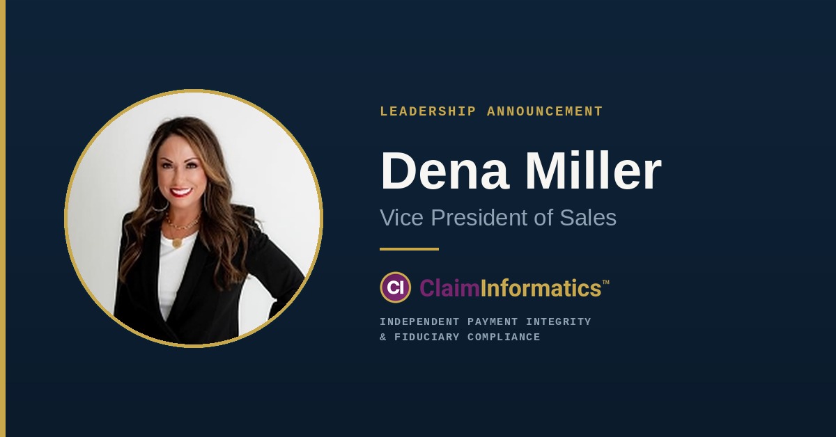 ClaimInformatics leadership announcement welcoming Dena Miller as vice president of sales