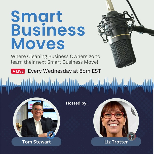 Smart Business Moves promotional artwork featuring hosts Tom Stewart and Liz Trotter