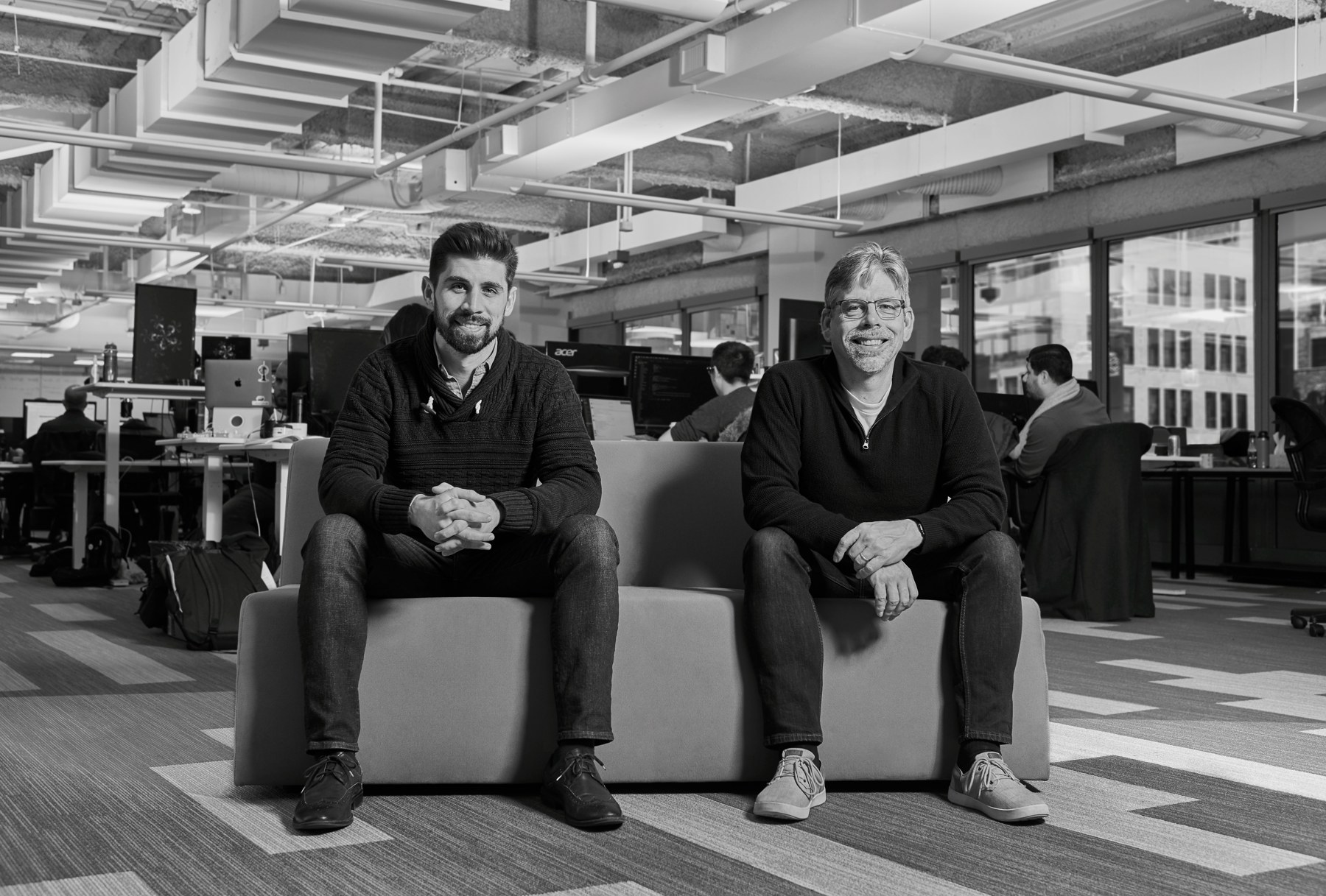 Clearcover co-founders Derek Brigham and Kyle Nakatsuji in an official company portrait