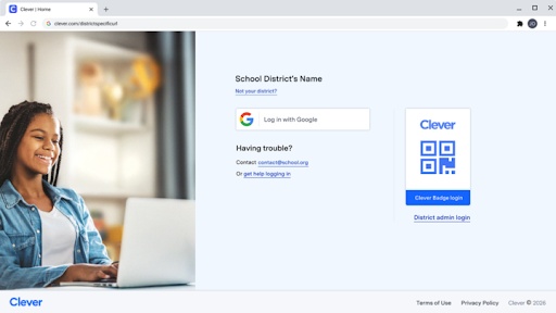 Clever’s refreshed login screen with password and Badge access paths