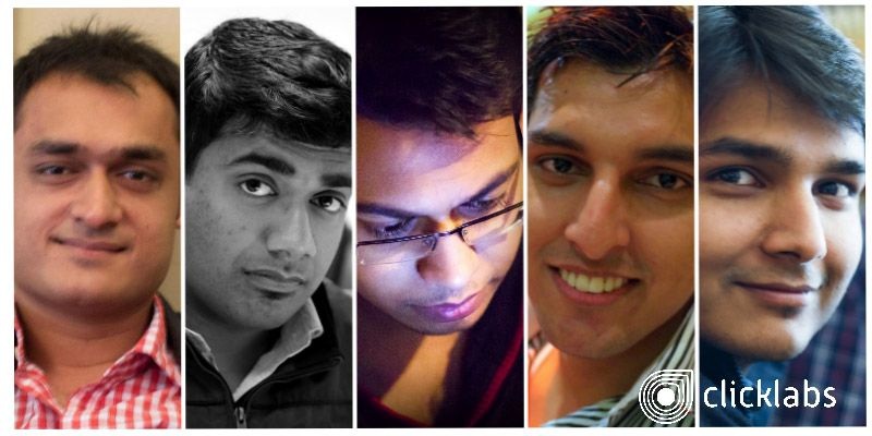 Archival collage of the Click Labs founding team