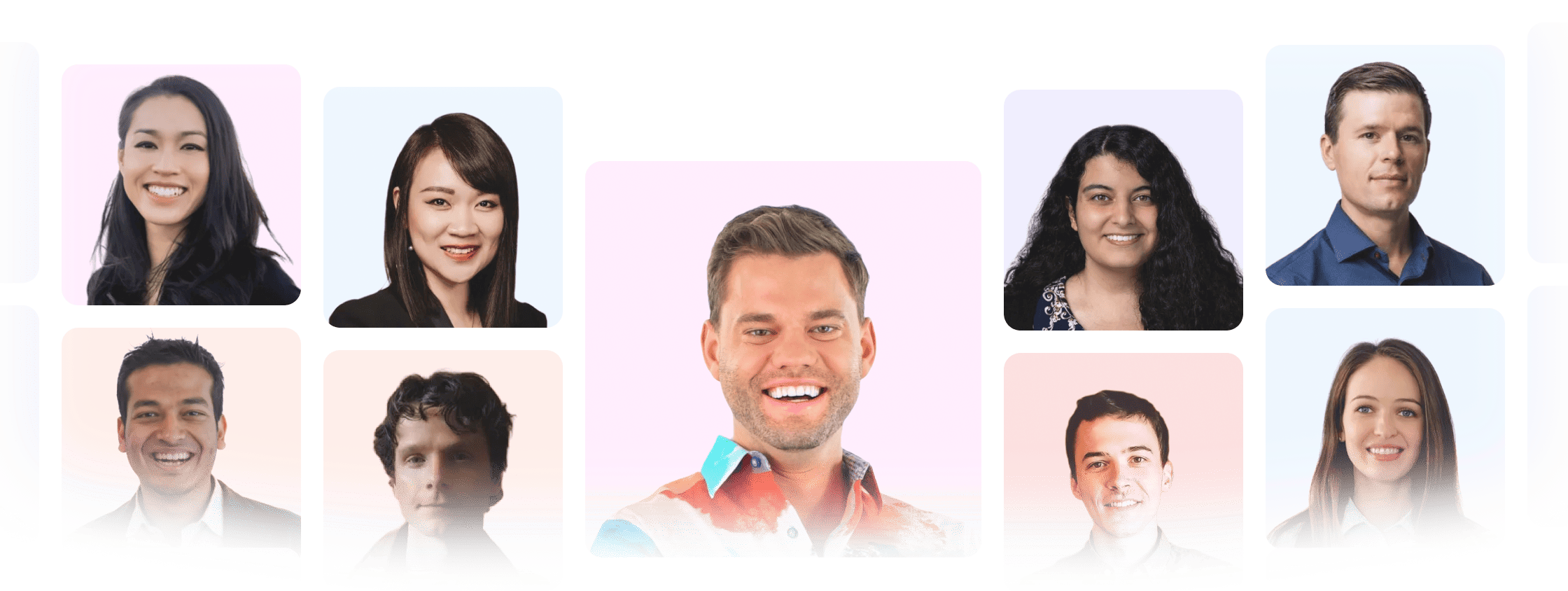 Portrait collage of ClickUp team members published on the company’s about page