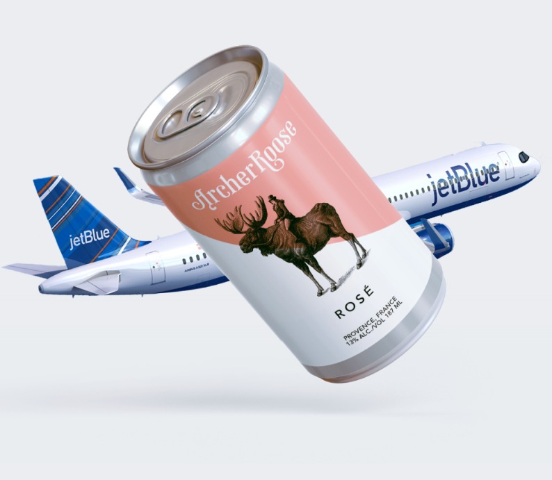Archer Roose canned wine presented in connection with its JetBlue partnership