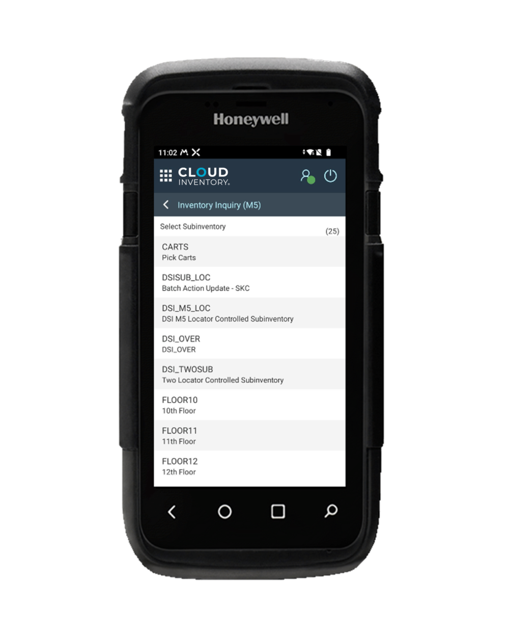 Cloud Inventory mobile application screens for Oracle Fusion inventory tasks
