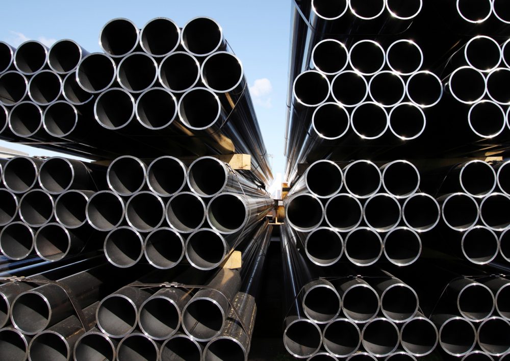 Stacks of steel pipe shown in Cloud Inventory’s Womble customer story