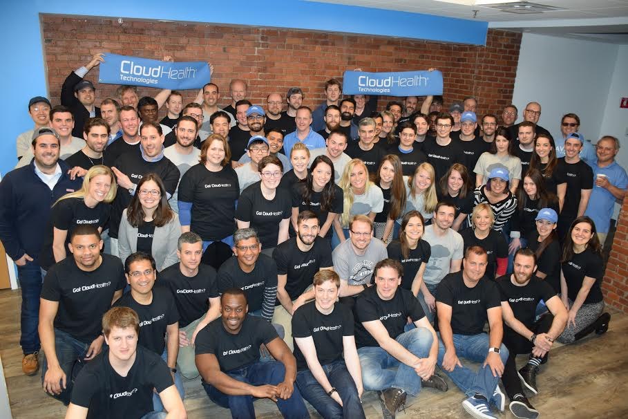 CloudHealth team gathered in its Boston office in 2016