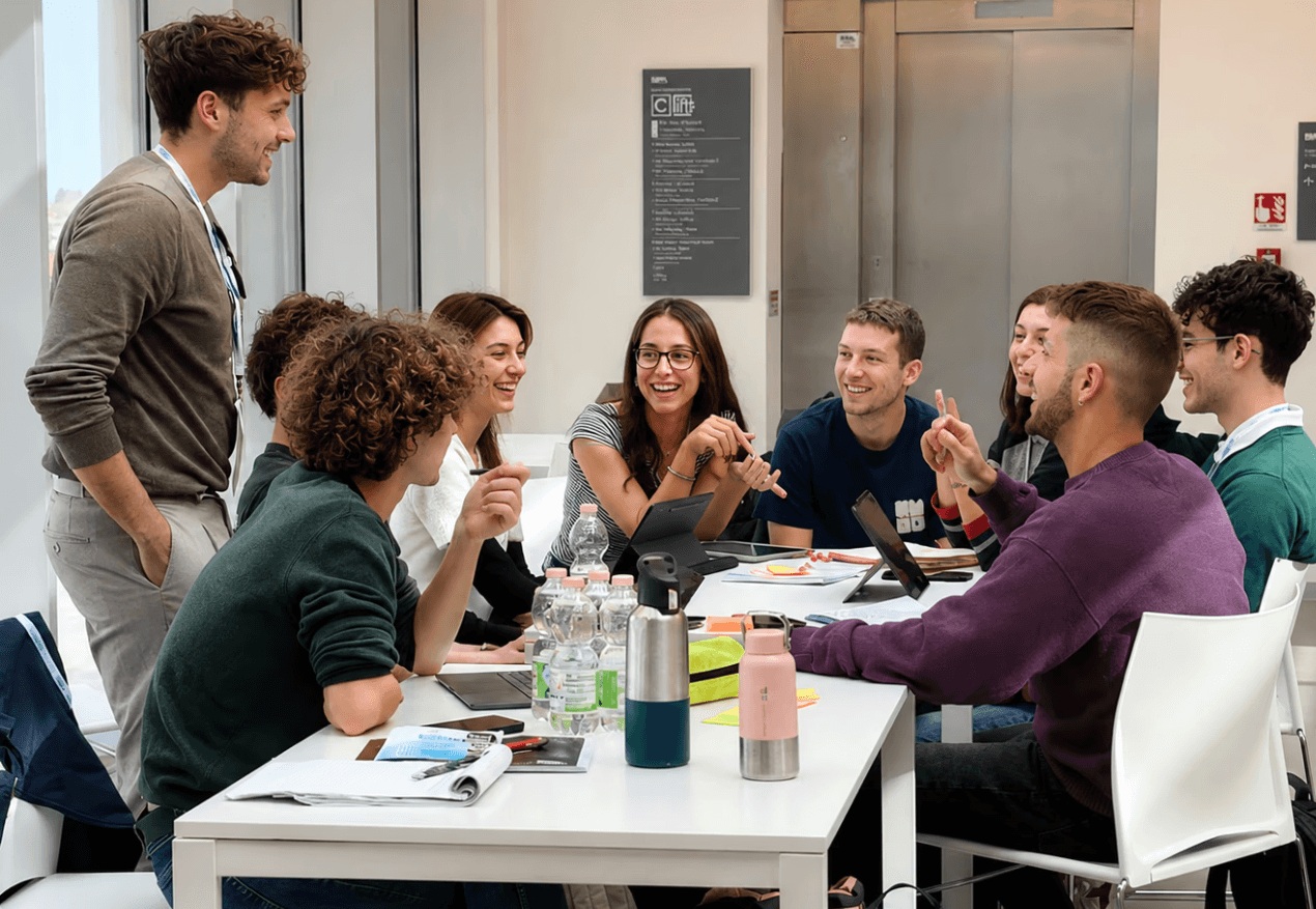 A group working together around a table in a photograph published by Clover Venture
