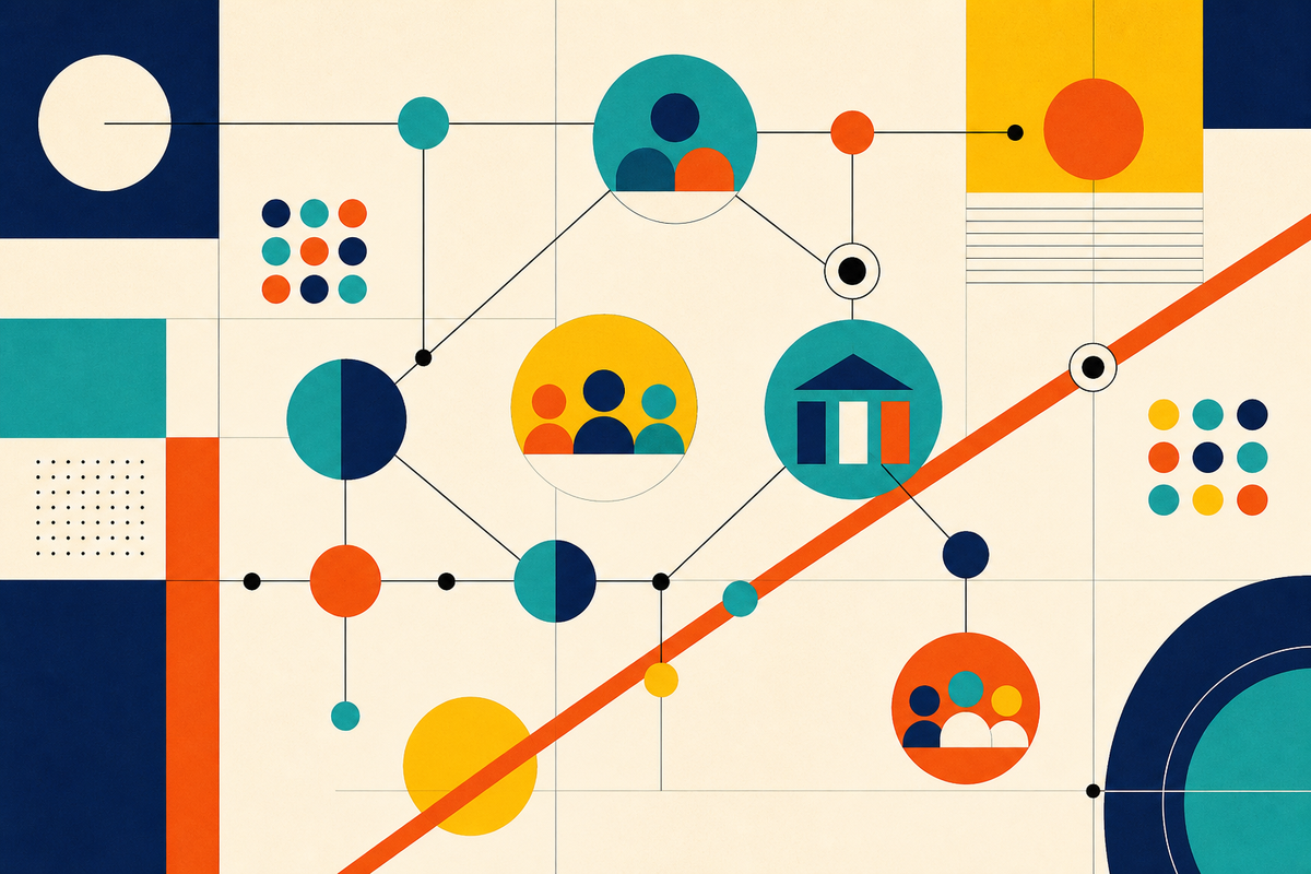 Abstract Swiss Style composition of connected teams, institutions and projects