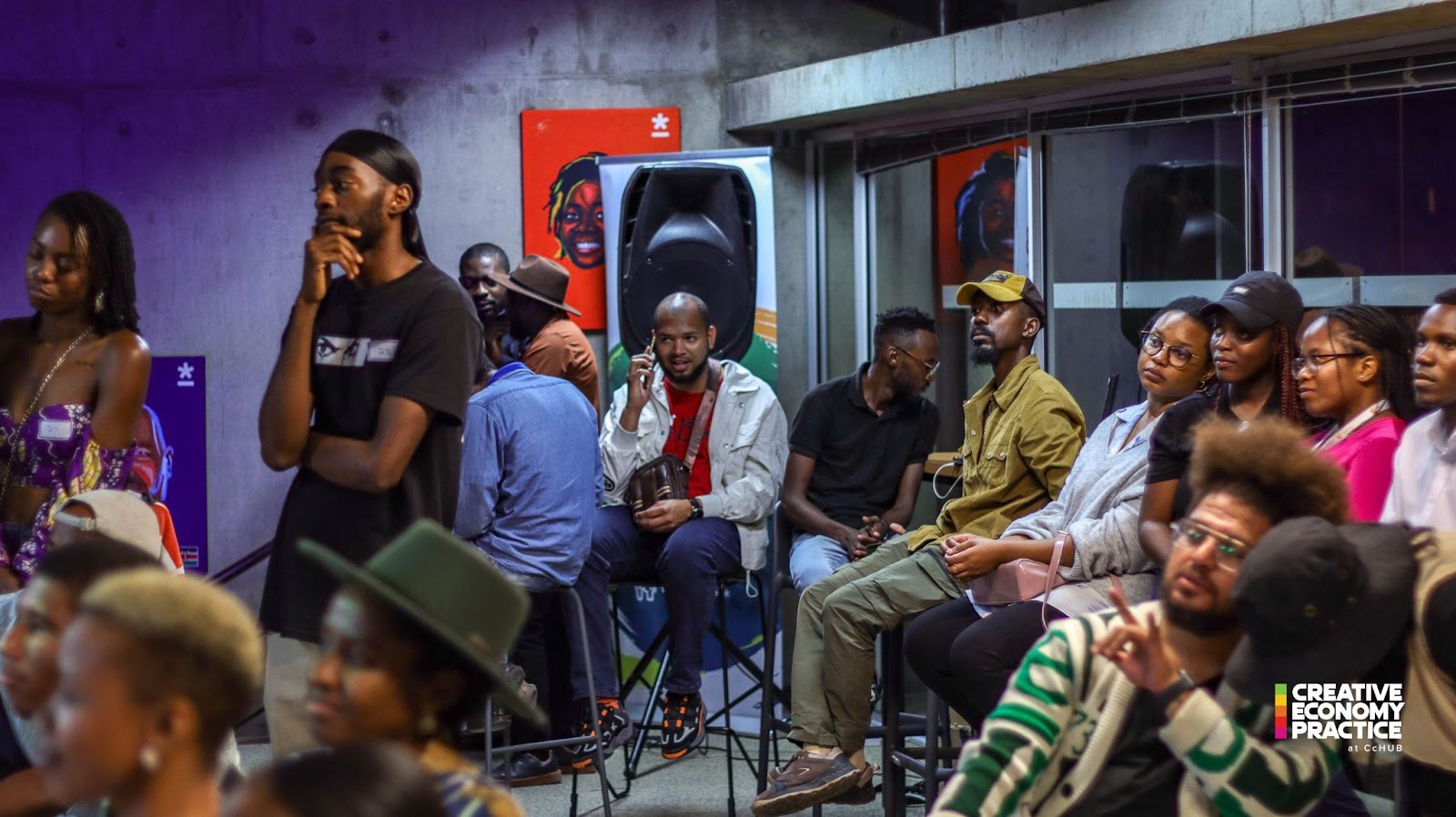 Participants listening at CcHUB Namibia’s Creative Mixer 2.0