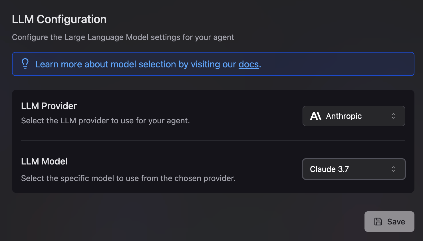 Codegen model configuration screen showing providers and model selection