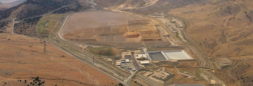 Aerial photograph of Rochester’s heap-leach facilities in the Nevada landscape