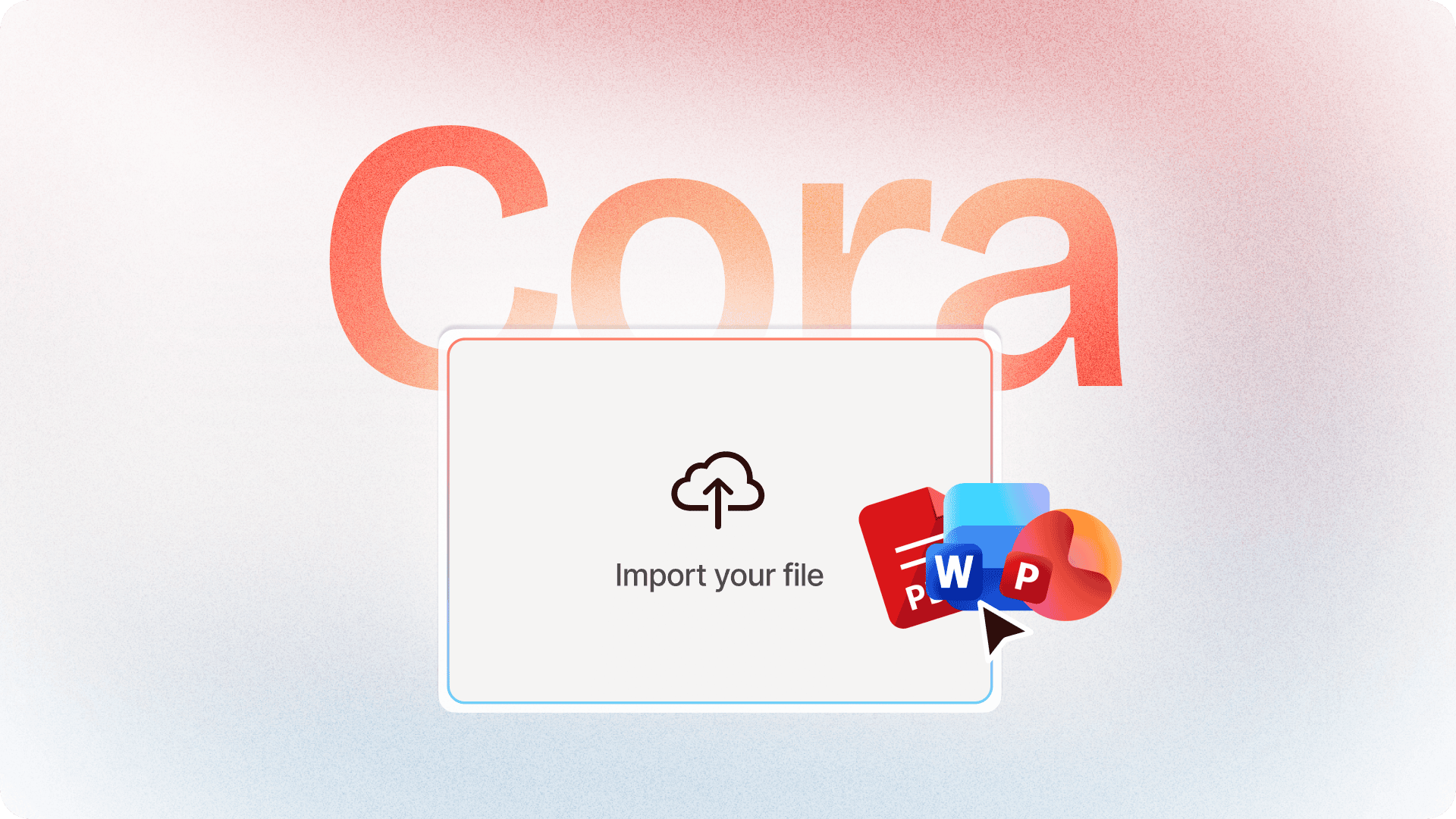 Colossyan Cora import screen for adding source documents