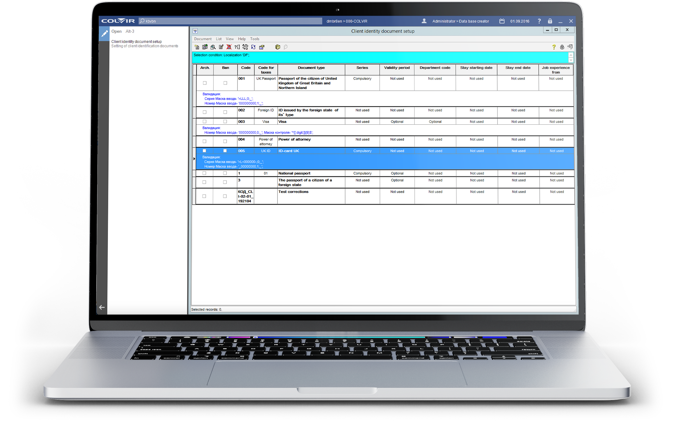 Colvir Core Banking System interface shown on a laptop
