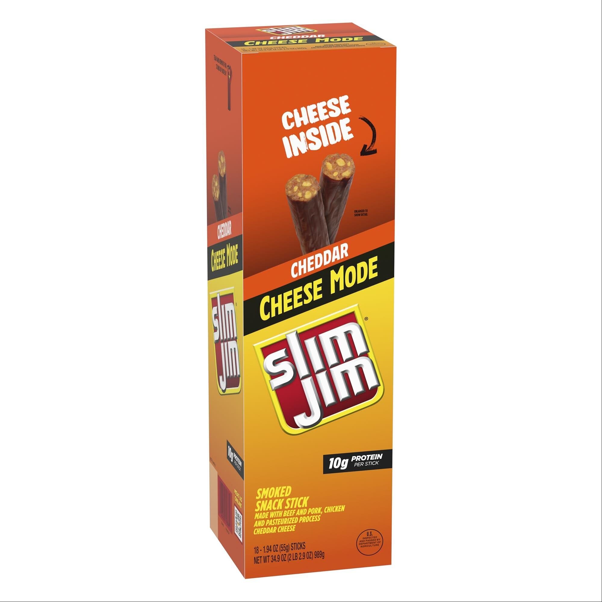 Slim Jim Cheese Mode Cheddar meat stick packaging