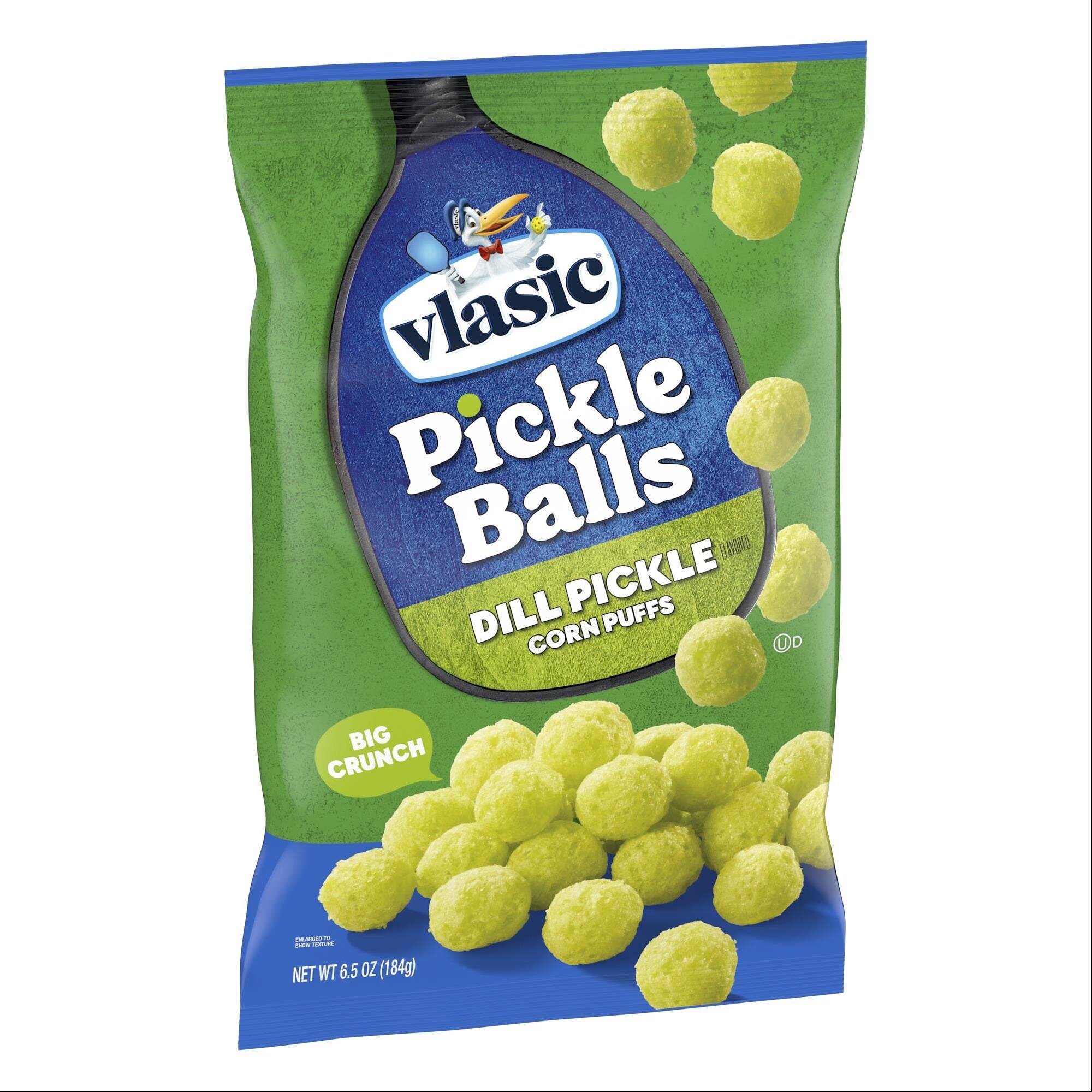 Original Vlasic Pickle Balls dill pickle flavor corn puff snack bag