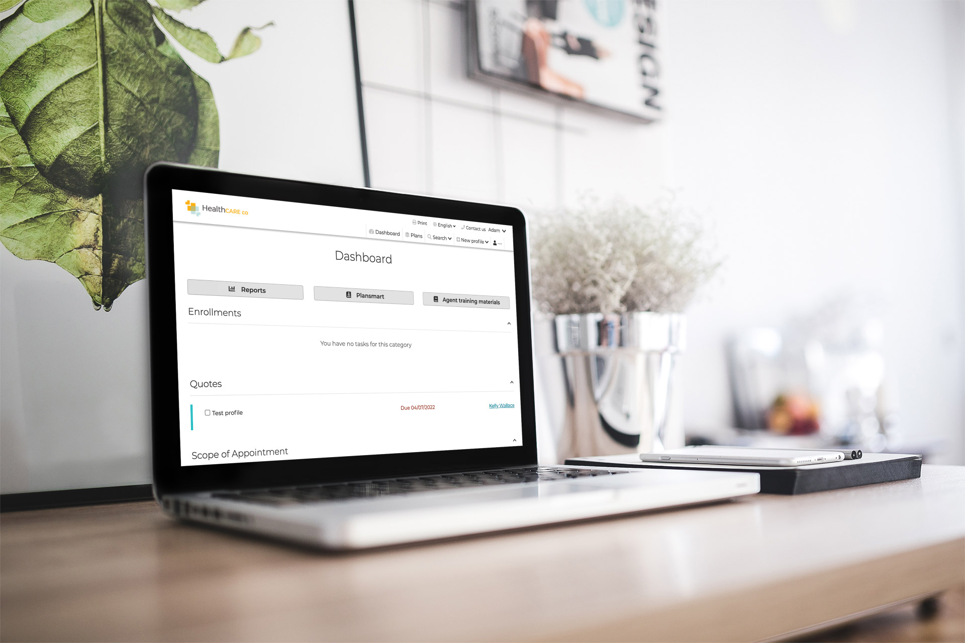 ConnectureDRX PlanCompare dashboard displayed on a laptop