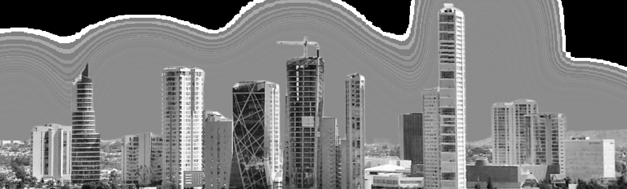 Black and white Guadalajara skyline published by ConsultNet
