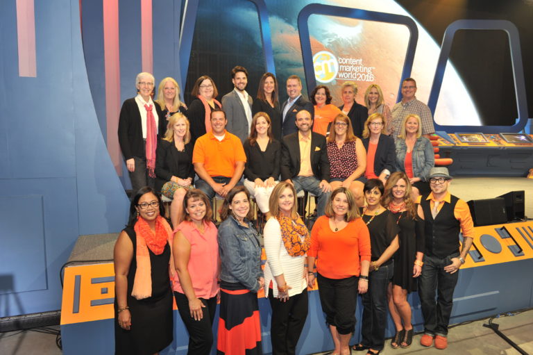 Content Marketing Institute team gathered for an archival group photograph in 2016
