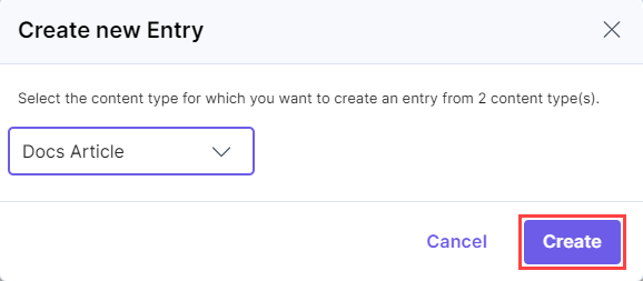 Contentstack entry editor showing the creation of a new referenced content entry