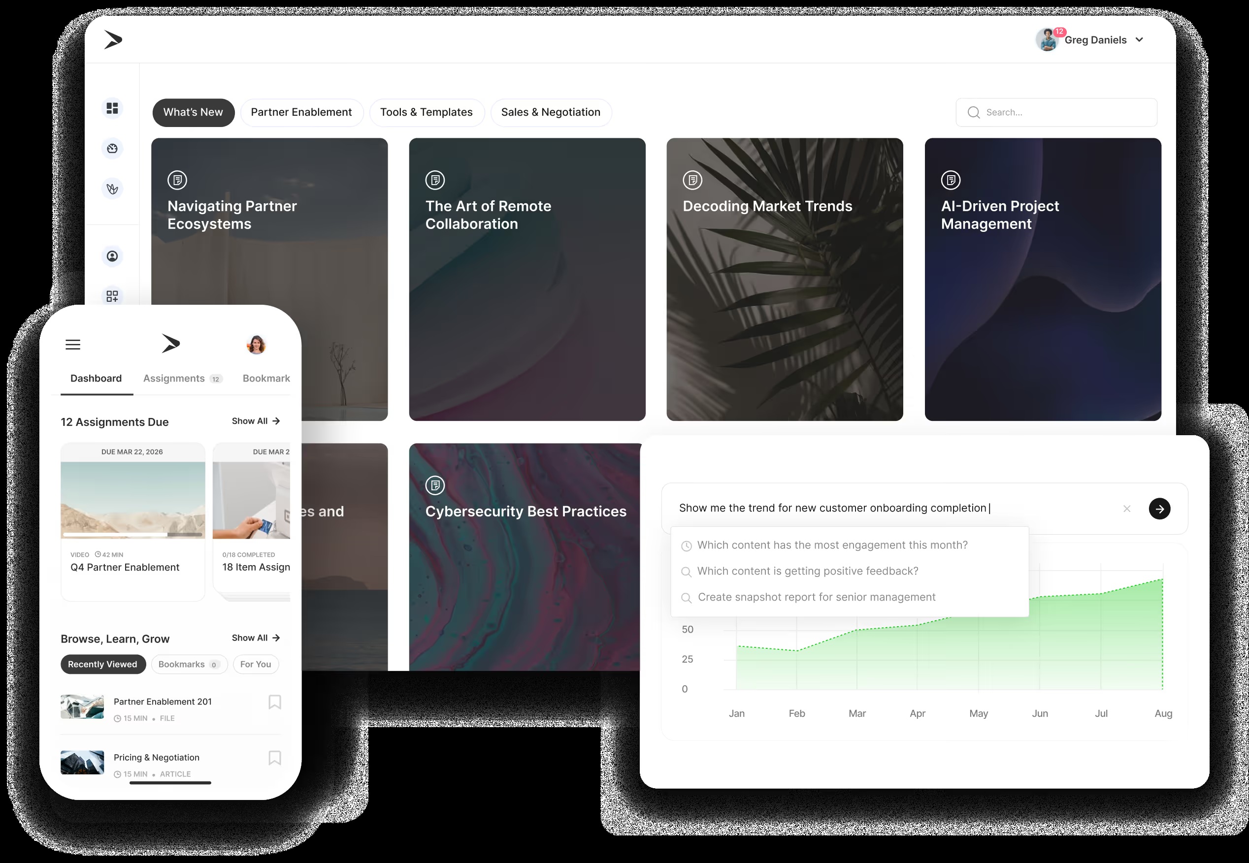 Continu product interface presented across desktop and mobile devices