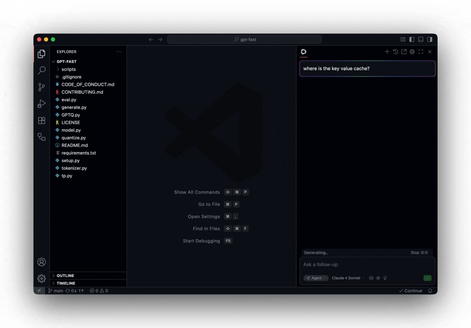 Continue Agent mode running inside Visual Studio Code