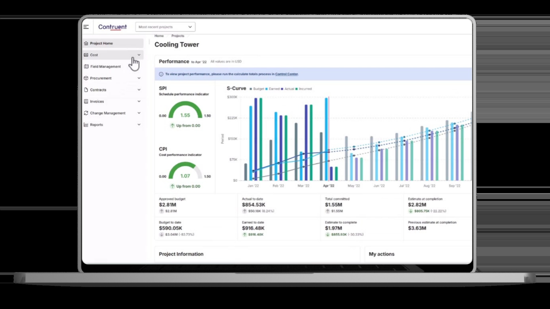 Contruent Enterprise interface showing project controls and dashboard views