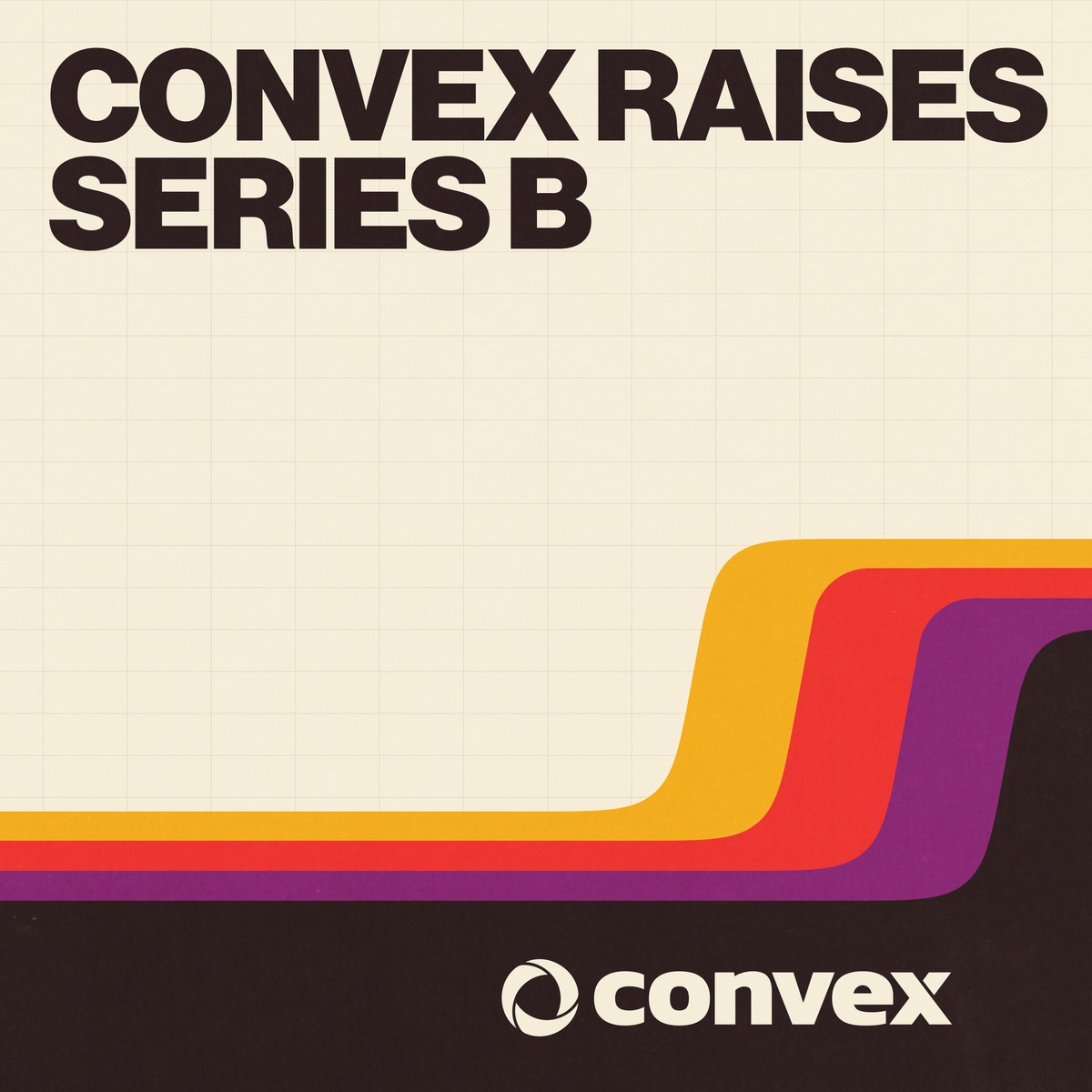 Convex Series B announcement artwork with bold lettering and colorful geometric bands