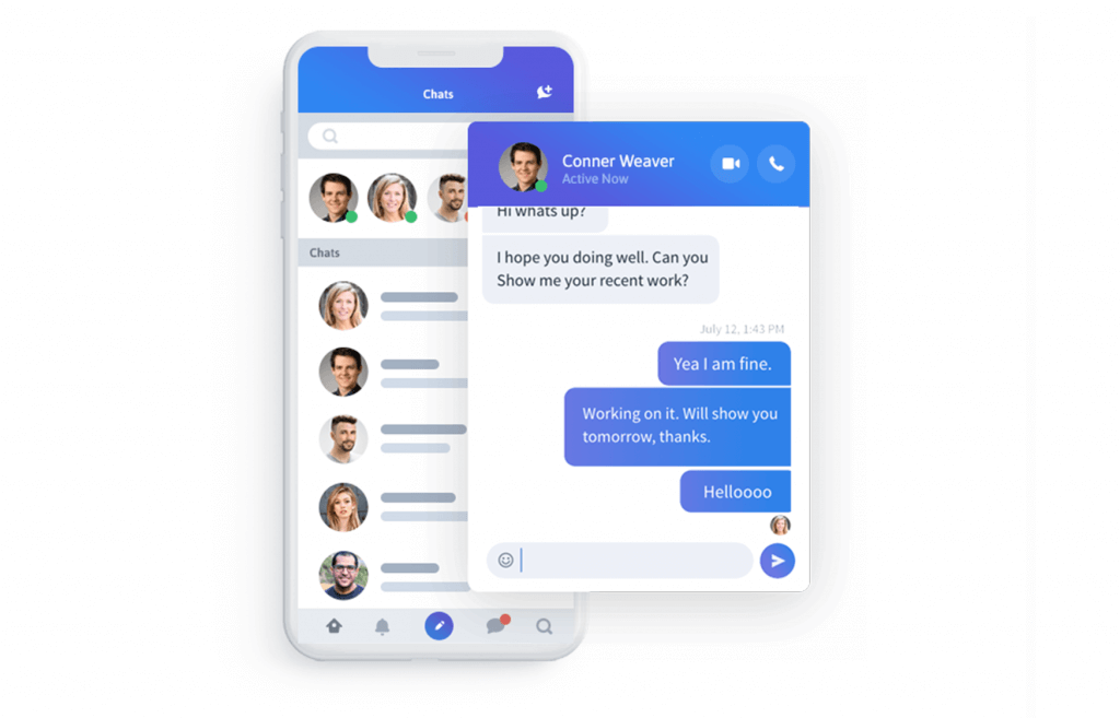 Convo product interface for chat and collaboration