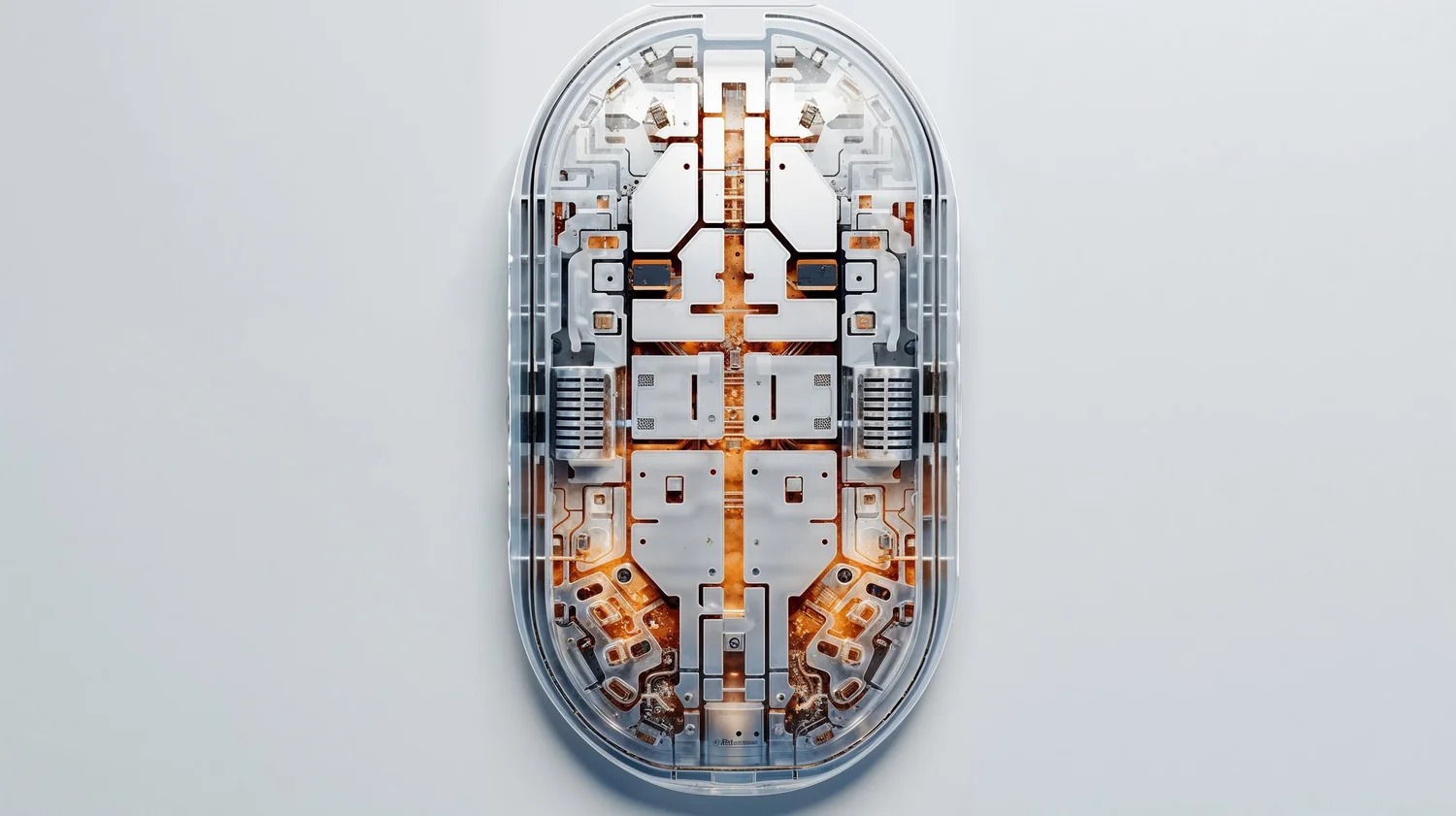 Transparent mouse concept with white internal structures and copper-colored details from the nonai gallery