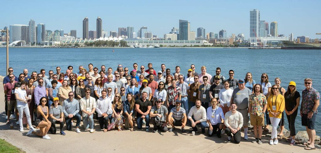 Cordial employees gathered together at a company event