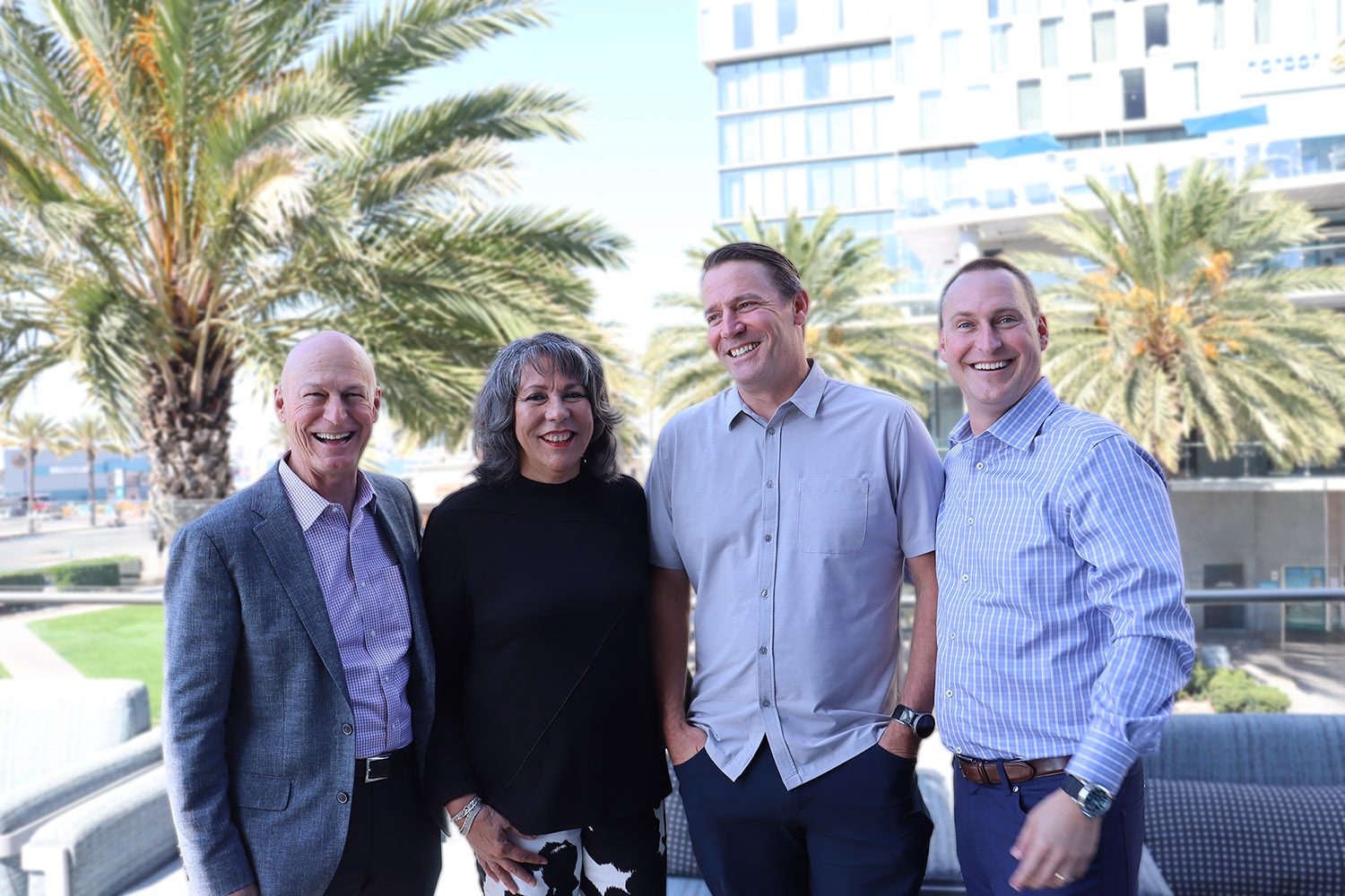Corelation leaders John Landis, Theresa Benavidez, Jeff Dent and Rob Landis outdoors