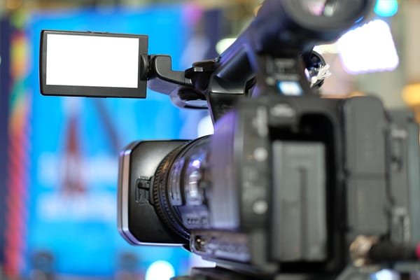 A video production camera and monitor used to illustrate Corporate Image's in-house production work