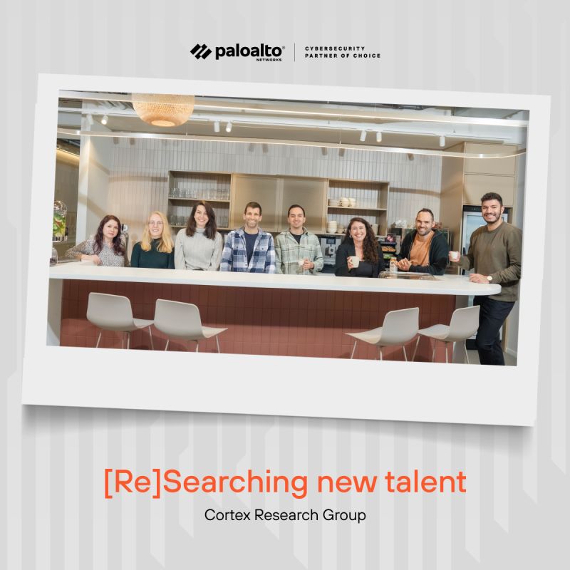 Members of the Palo Alto Networks Cortex Research Group gathered in an office kitchen