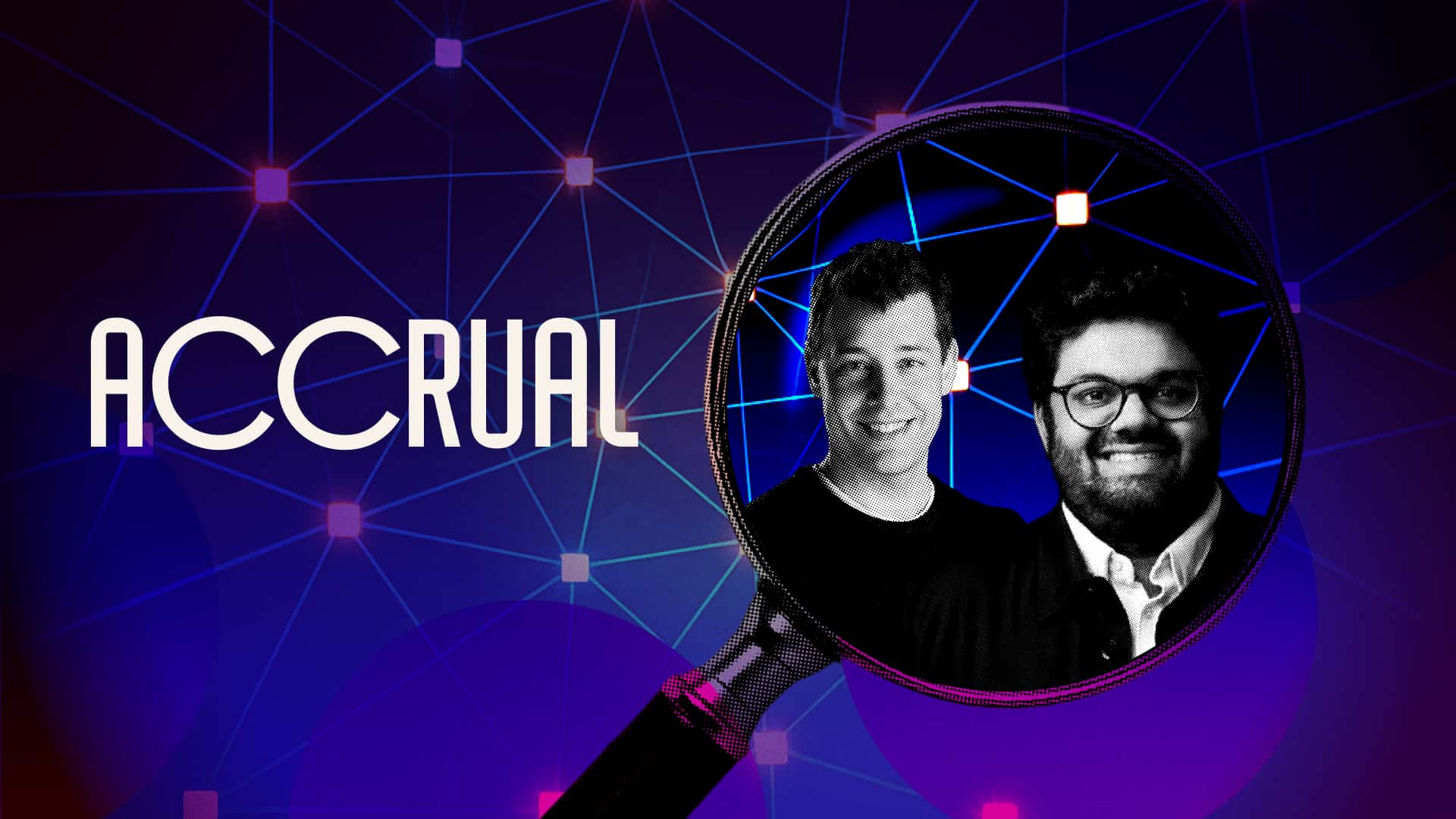 Accrual launch artwork featuring co-founders Cosmin Nicolaescu and Siddarth Chandrasekaran