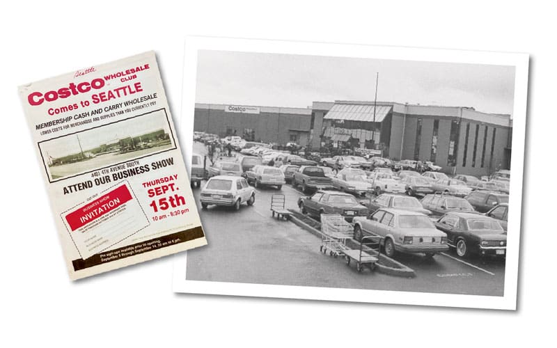 Exterior of the original Costco warehouse in Seattle