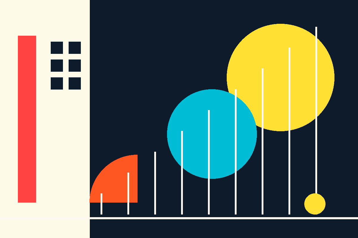 Swiss-style geometric composition in Crane's palette
