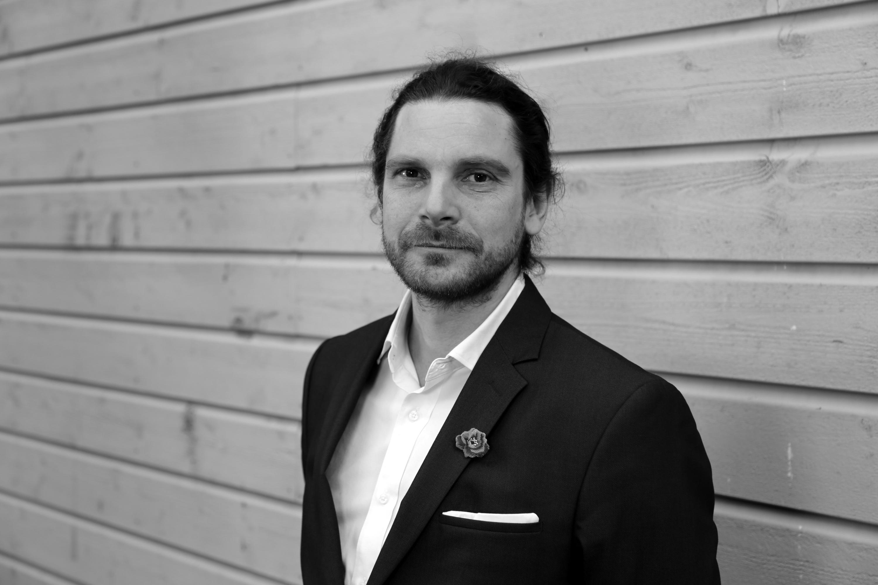 Creative Valley founder Yann Gozlan in a black-and-white portrait
