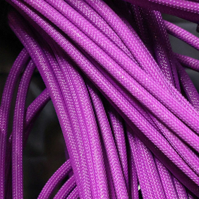 Close-up of Credo’s woven purple data-center cables