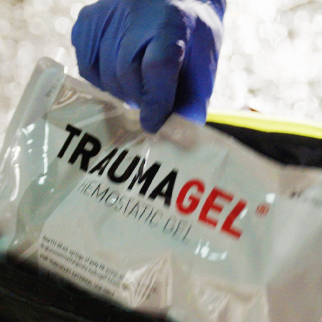 A packaged TRAUMAGEL syringe made by Cresilon