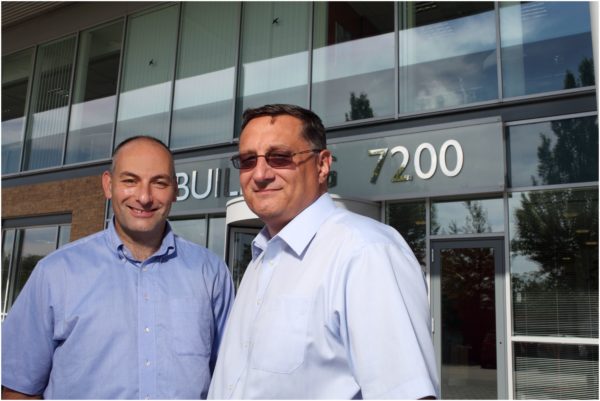 CRFS leaders Nick Balon and Alistair Massarella outside the company's former office