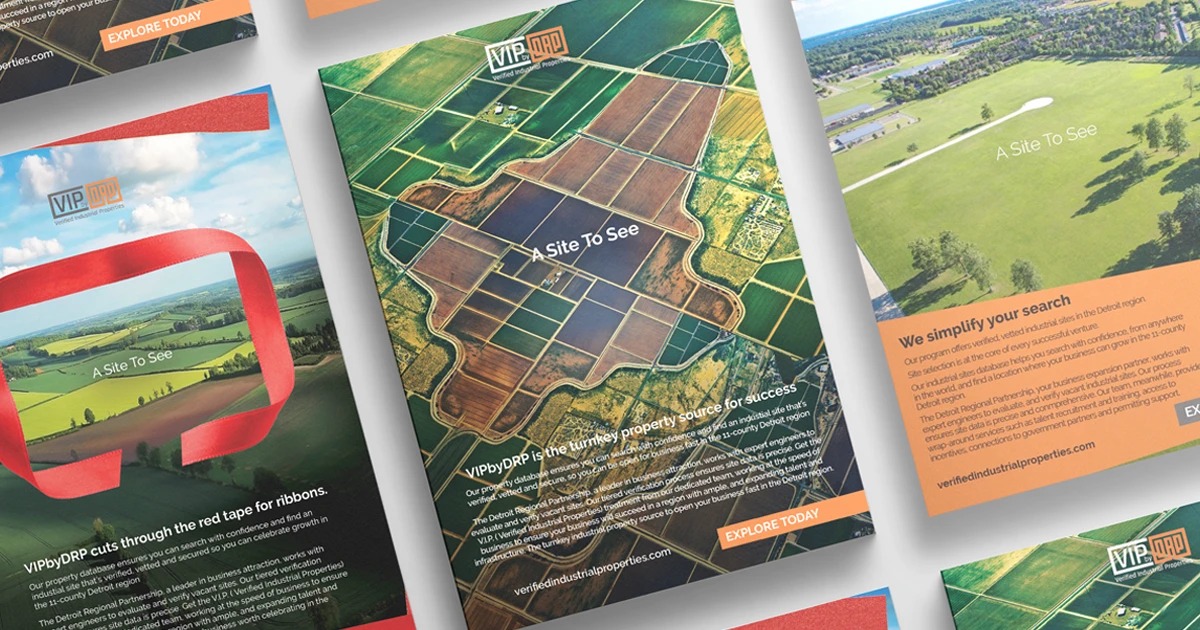 CRIMSON campaign work for the Detroit Regional Partnership's Verified Industrial Properties program